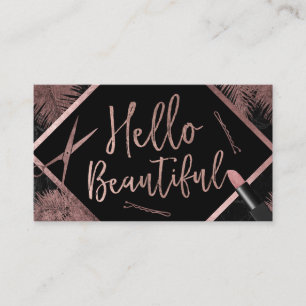 hallo prachtige Roos Gold Script Tropische bladere Visitekaartje