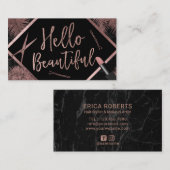 hallo prachtige Roos Gold Script Tropische bladere Visitekaartje (Voorkant / Achterkant)