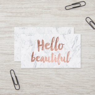 hallo prachtige roos gouden typografie witte marme visitekaartje