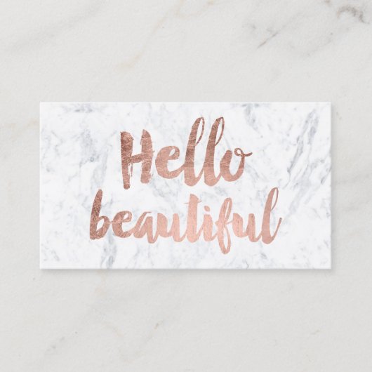 hallo prachtige roos gouden typografie witte marme visitekaartje (Voorkant)