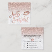 hallo prachtige roos goudglitter ombre marmer vierkante visitekaartje (Voorkant / Achterkant)