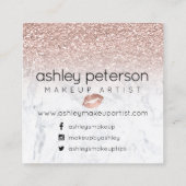 hallo prachtige roos goudglitter ombre marmer vierkante visitekaartje (Achterkant)