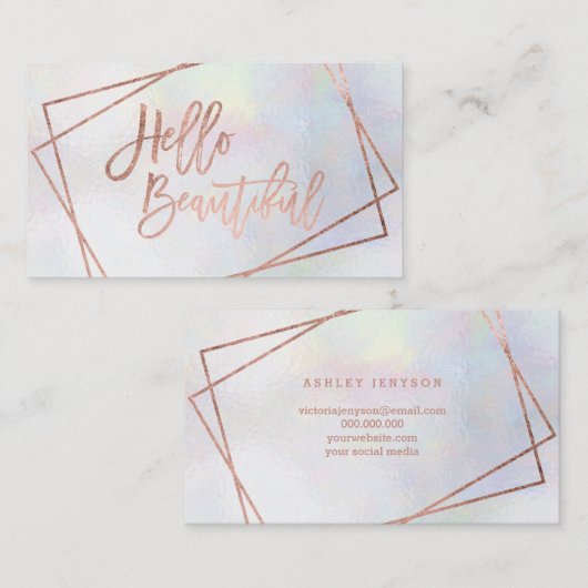 hallo prachtige roos goudscript geometrische parel visitekaartje (Voorkant / Achterkant)