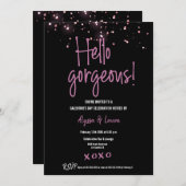 Hallo Prachtige Roze Glitter Confetti Galentine Kaart (Voorkant / Achterkant)