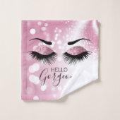 hallo prachtige roze glitter Eyes Bad Handdoek (Wasdoekje)