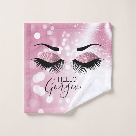 hallo prachtige roze glitter Eyes Bad Handdoek (Wasdoekje)