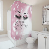 hallo prachtige roze glitter Eyes Douchegordijn (In situ)
