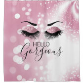 hallo prachtige roze glitter Eyes Douchegordijn (Voorkant)