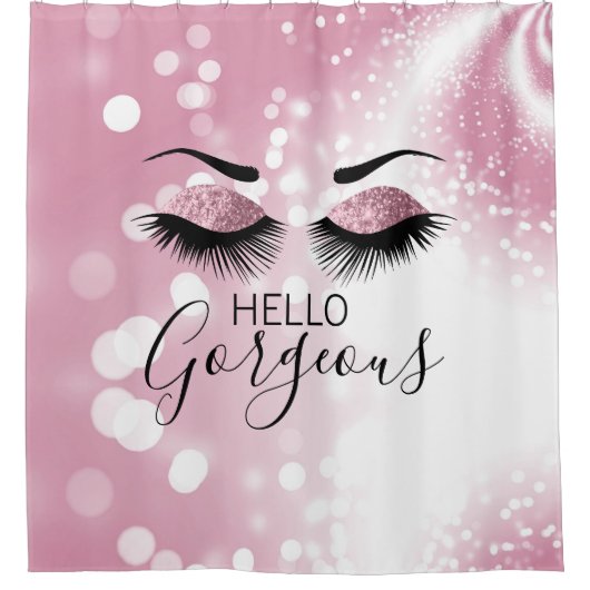 hallo prachtige roze glitter Eyes Douchegordijn (Voorkant)