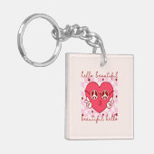 hallo prachtige roze harthart sleutelhanger (Voorkant Links)