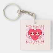 hallo prachtige roze harthart sleutelhanger (Voorkant)