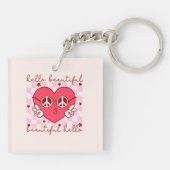 hallo prachtige roze harthart sleutelhanger (Achterkant)