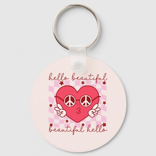 hallo prachtige roze harthart sleutelhanger (Voorkant)