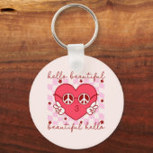hallo prachtige roze harthart sleutelhanger (Voorkant)