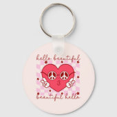 hallo prachtige roze harthart sleutelhanger (Achterkant)