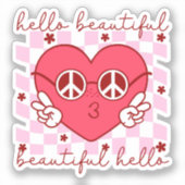 hallo prachtige roze harthart sticker (Voorkant)