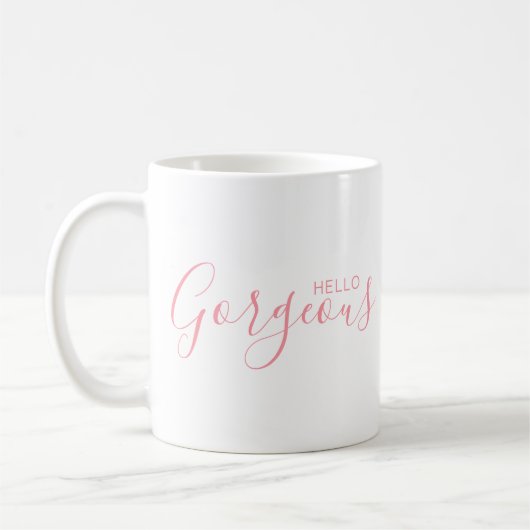 hallo Prachtige roze Script Moderne koffie Mok (Links)