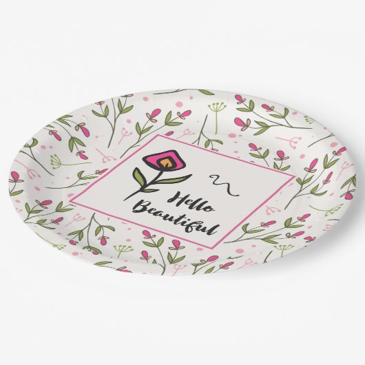 hallo prachtige Roze Sinaasappel Wildlflower Papieren Bordje (Gekanteld)