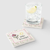 hallo prachtige Roze Sinaasappel Wildlflower Stenen Onderzetter (Zijkant)