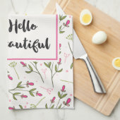 hallo prachtige  Roze Sinaasappel Wildlflower Theedoek (Quarter Fold)