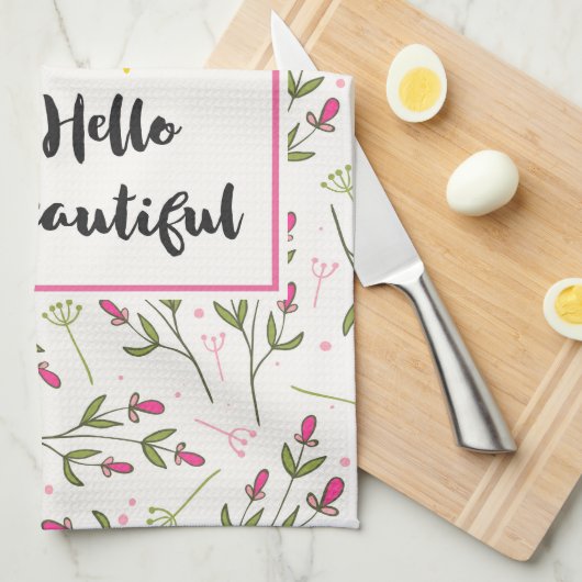 hallo prachtige  Roze Sinaasappel Wildlflower Theedoek (Quarter Fold)