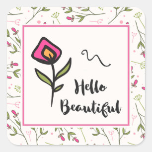 hallo prachtige Roze Sinaasappel Wildlflower Vierkante Sticker