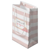 Hallo Prachtige Roze Streep & Blush Peony Gift Bag Klein Cadeauzakje (Voorkant Gekanteld)