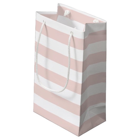 Hallo Prachtige Roze Streep & Blush Peony Gift Bag Klein Cadeauzakje (Achterkant Gekanteld)