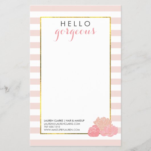 hallo prachtige roze streep en blush Peony Flyer (Voorkant)
