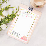 hallo prachtige roze streep en blush Peony Flyer<br><div class="desc">Schitterend! Onze flyers hebben een delicate roze stripe achtergrond, een faux gouden rand en een groep pinda's in zwarte tinten met "Hallo Prachtig" bovenaan in grijze en roze bewerkbare tekst. De jouw naam, de titel en de contactinformatie verschijnen bij de bodem. Voeg je services, prijslijst of andere informatie toe door...</div>