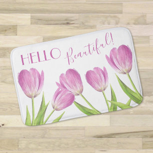 hallo prachtige roze Tulps Elegant Floral Badmat