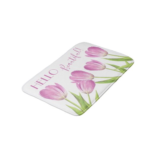 hallo prachtige roze Tulps Elegant Floral Badmat (Gekanteld)
