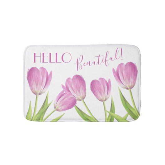 hallo prachtige roze Tulps Elegant Floral Badmat (Voorkant)