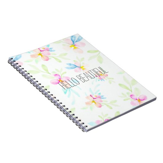 hallo prachtige roze Waterverf Floral Notitieboek (Rechterzijde)