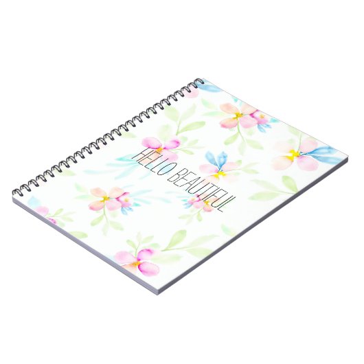 hallo prachtige roze Waterverf Floral Notitieboek (Linkerzijde)