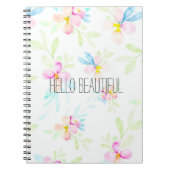 hallo prachtige roze Waterverf Floral Notitieboek (Voorkant)