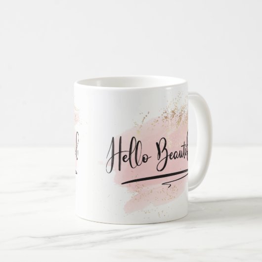 hallo Prachtige roze Waterverf Mok (Voorkant rechts)