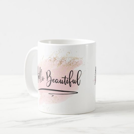 hallo Prachtige roze Waterverf Mok (Voorkant links)