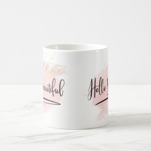 hallo Prachtige roze Waterverf Mok (Center)