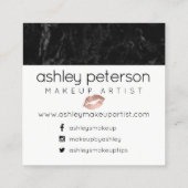 hallo prachtige script roos gouden kus zwarte marm vierkante visitekaartje (Achterkant)