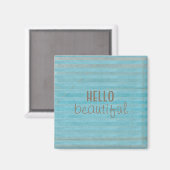 hallo prachtige Typografie Blauwe Stripes Magneet (Voorkant / Achterkant)
