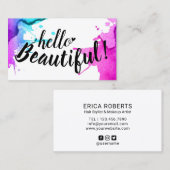 hallo Prachtige Typografie Elegant Waterverf Visitekaartje (Voorkant / Achterkant)