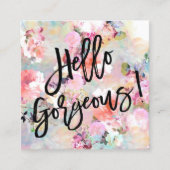 hallo Prachtige typografie florale waterverf Vierkante Visitekaartje (Voorkant)