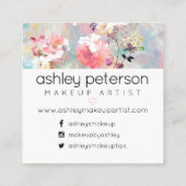 hallo Prachtige typografie florale waterverf Vierkante Visitekaartje (Achterkant)