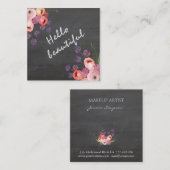 hallo prachtige typografie-karton boho floral vierkante visitekaartje (Voorkant / Achterkant)