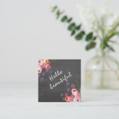 hallo prachtige typografie-karton boho floral vierkante visitekaartje (Staand voorkant)
