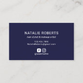 hallo prachtige Typografie Navy Blue Beauty Salon Visitekaartje (Achterkant)