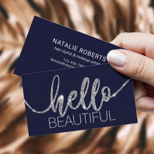 hallo prachtige Typografie Navy Blue Beauty Salon Visitekaartje