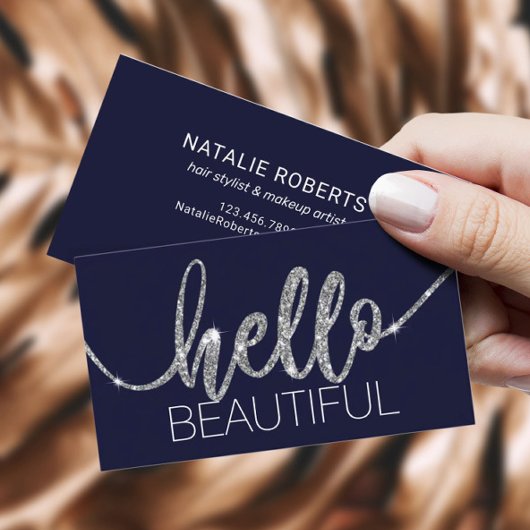 hallo prachtige Typografie Navy Blue Beauty Salon Visitekaartje