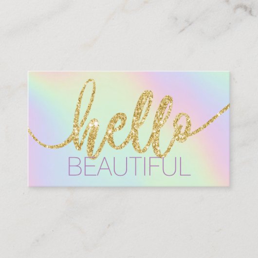 hallo prachtige Typografie-pasta-holografisch Visitekaartje (Voorkant)
